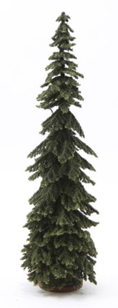 Dollhouse miniature SPRUCE TREE ON DISC BASE, 12 INCH TALL, GREEN